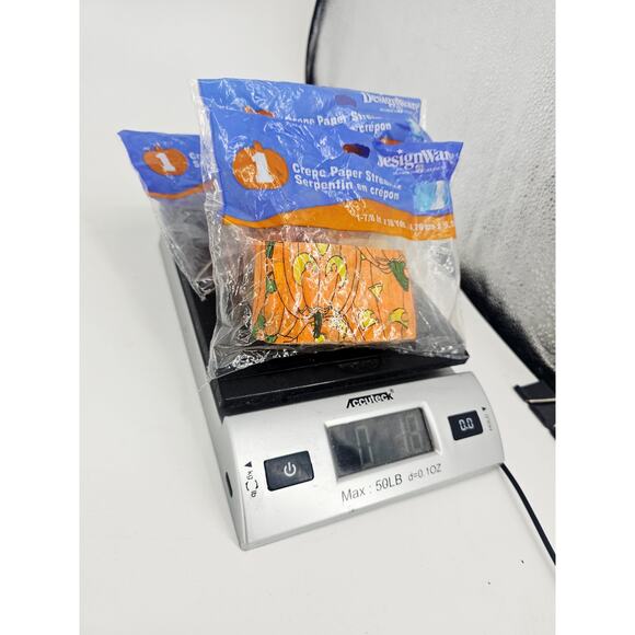 Vintage 1990s Halloween Crepe Paper Streamer Jack-o-Lantern JOL Pumpkin Lot of 3 - Picture 6 of 6